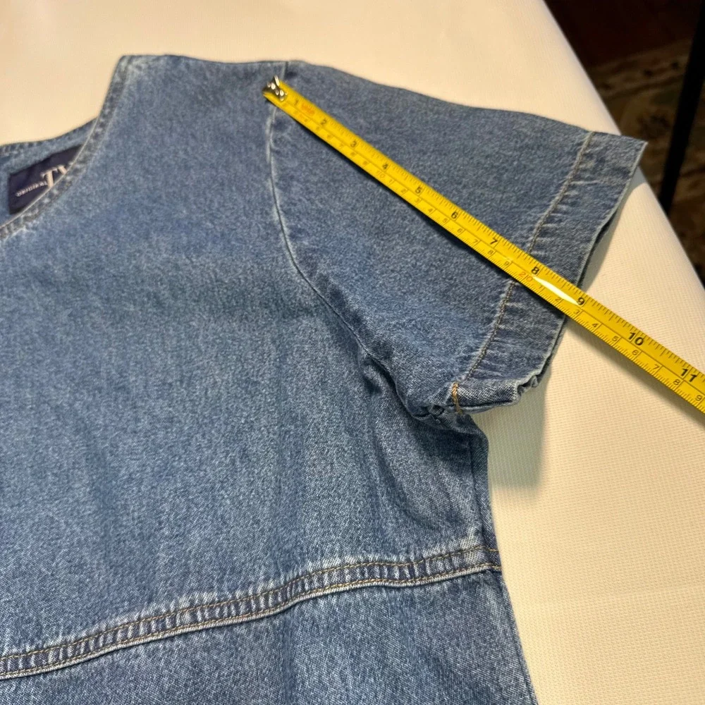 Coastal Grandma Vtg Cottagecore 90s Vintage Women Large Denim Jeans Maxi Dress - Picture 6 of 7